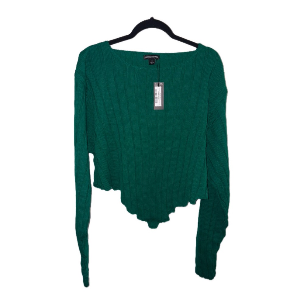 PrettyLittleThing Plus Chunky Kinit Long Sleeve Dip Hem Crop - Size 3XL